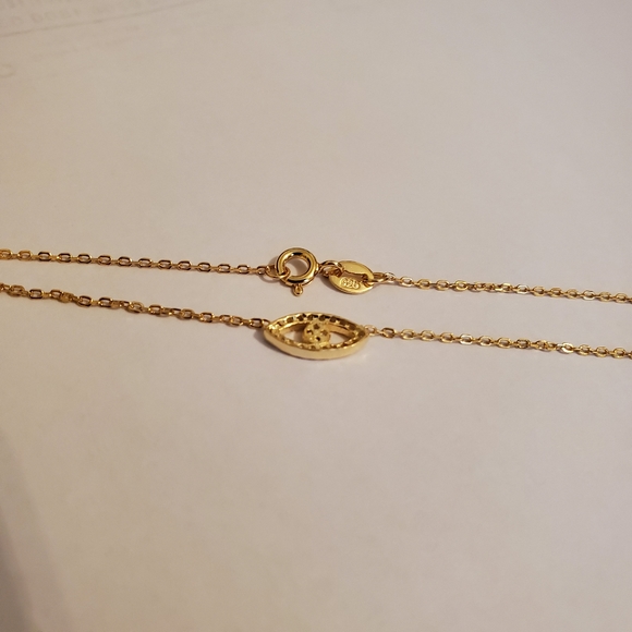 Evil Eye Necklace Gold Diamond Dainty New 925 Sterling Silver Gold Plated - Picture 6 of 6